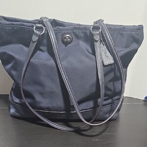 Coach nylon and leather black shoulder bag